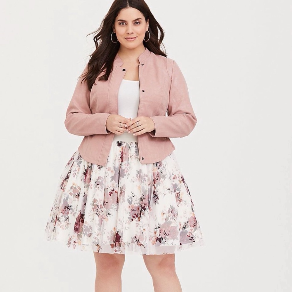 White Floral Tulle Challis Mini Skirt